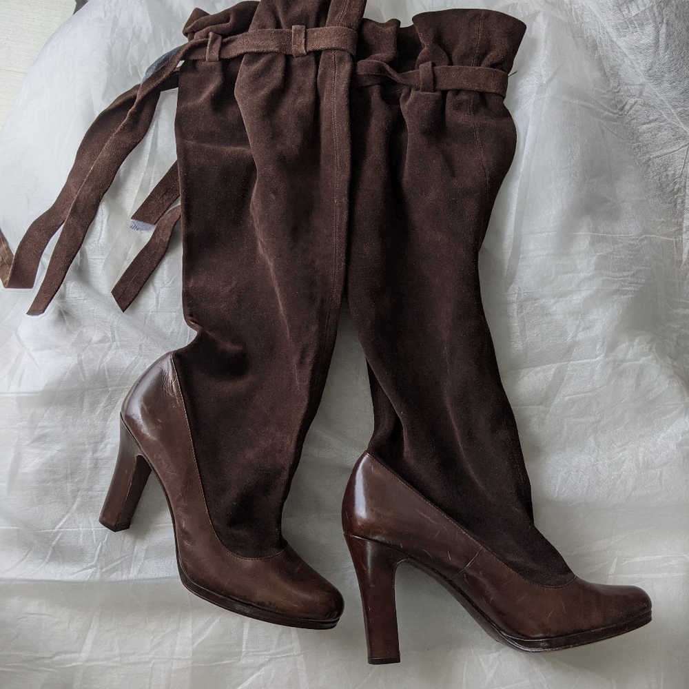 Anthropologie Modern Vintage Brown Knee Hi boots